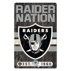 NFL Oakland Raiders Wood Sign Slogan Distressed Man Cave Football New Black